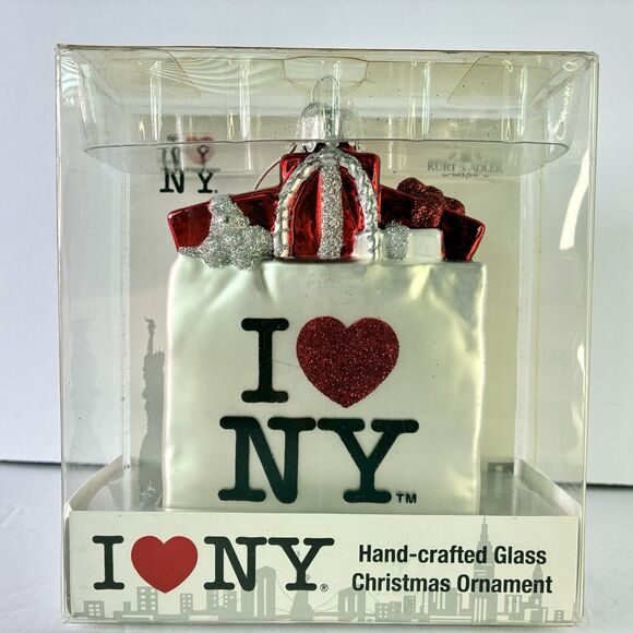 Kurt S. Adler Other - I Love NY New York Christmas Ornament Shopping Bag Package Blown Glass Adler NEW